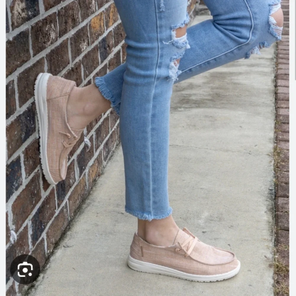 Hey Dude (Size 8) Pink Champagne Wendy Sparkle Slip-on Casual Comfort Sneakers